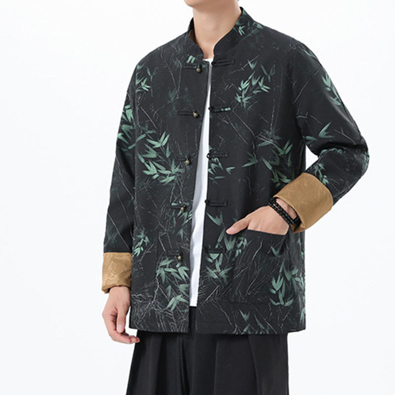 Chaqueta informal de licra con botones de rana y estampado de Buddha Stones para hombre, de bambú - image 5