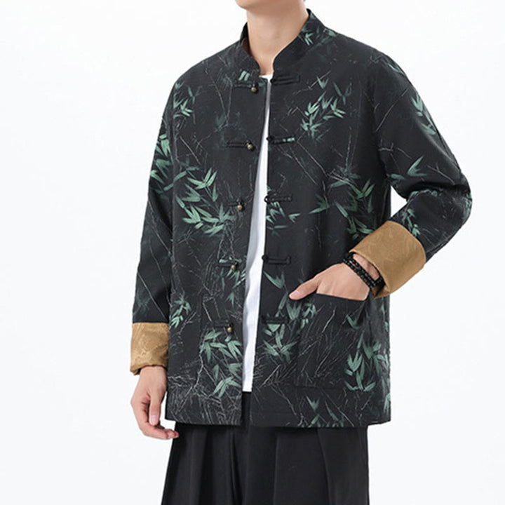 Chaqueta informal de licra con botones de rana y estampado de Buddha Stones para hombre, de bambú - image 5