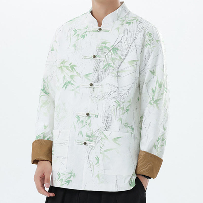 Chaqueta informal de licra con botones de rana y estampado de Buddha Stones para hombre, de bambú - image 21