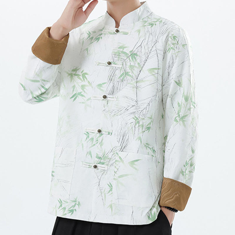 Chaqueta informal de licra con botones de rana y estampado de Buddha Stones para hombre, de bambú - image 16