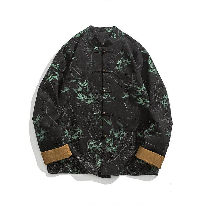 Chaqueta informal de licra con botones de rana y estampado de Buddha Stones para hombre, de bambú - image 14