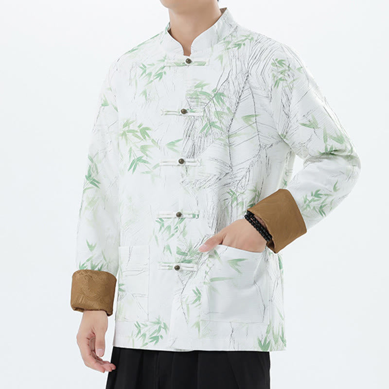 Chaqueta informal de licra con botones de rana y estampado de Buddha Stones para hombre, de bambú - image 24