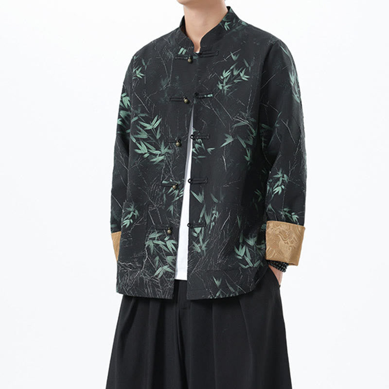 Chaqueta informal de licra con botones de rana y estampado de Buddha Stones para hombre, de bambú - image 7