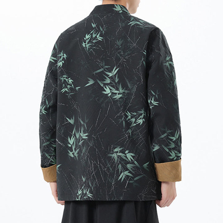 Chaqueta informal de licra con botones de rana y estampado de Buddha Stones para hombre, de bambú - image 9