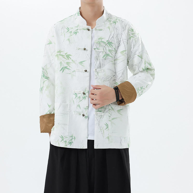 Chaqueta informal de licra con botones de rana y estampado de Buddha Stones para hombre, de bambú - image 23