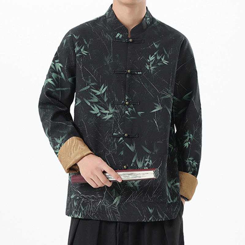 Chaqueta informal de licra con botones de rana y estampado de Buddha Stones para hombre, de bambú - image 3