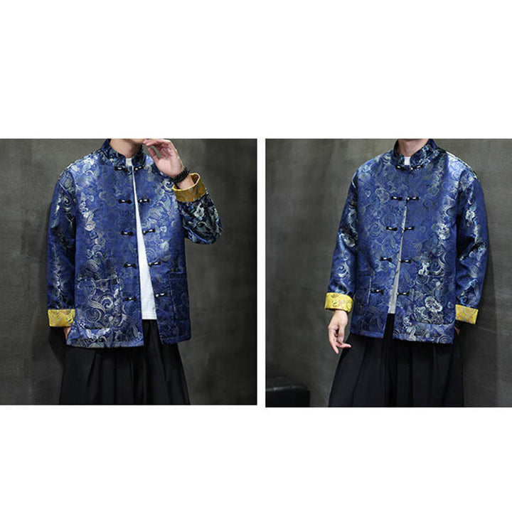 Traje chino Tang con Buddha Stones , camisa larga con cuello alto, chaqueta para hombre - image 31