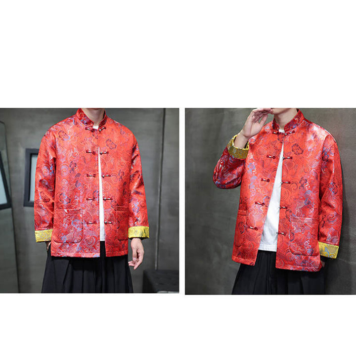Traje chino Tang con Buddha Stones , camisa larga con cuello alto, chaqueta para hombre - image 17