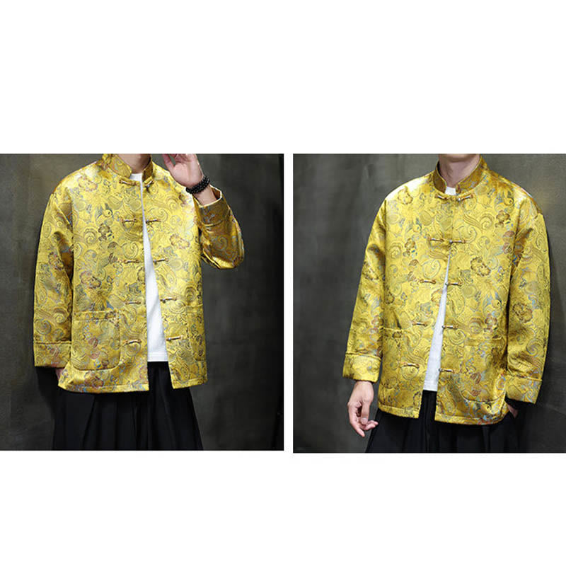 Traje chino Tang con Buddha Stones , camisa larga con cuello alto, chaqueta para hombre - image 24