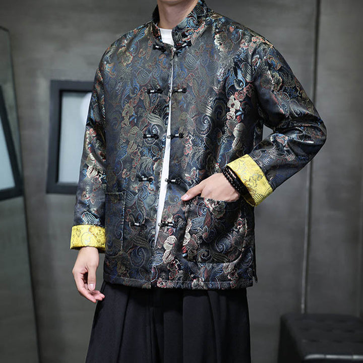 Traje chino Tang con Buddha Stones , camisa larga con cuello alto, chaqueta para hombre - image 5