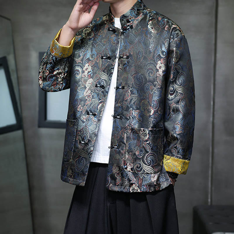 Traje chino Tang con Buddha Stones , camisa larga con cuello alto, chaqueta para hombre - image 6