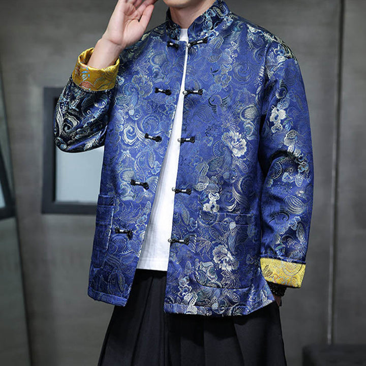 Traje chino Tang con Buddha Stones , camisa larga con cuello alto, chaqueta para hombre - image 28