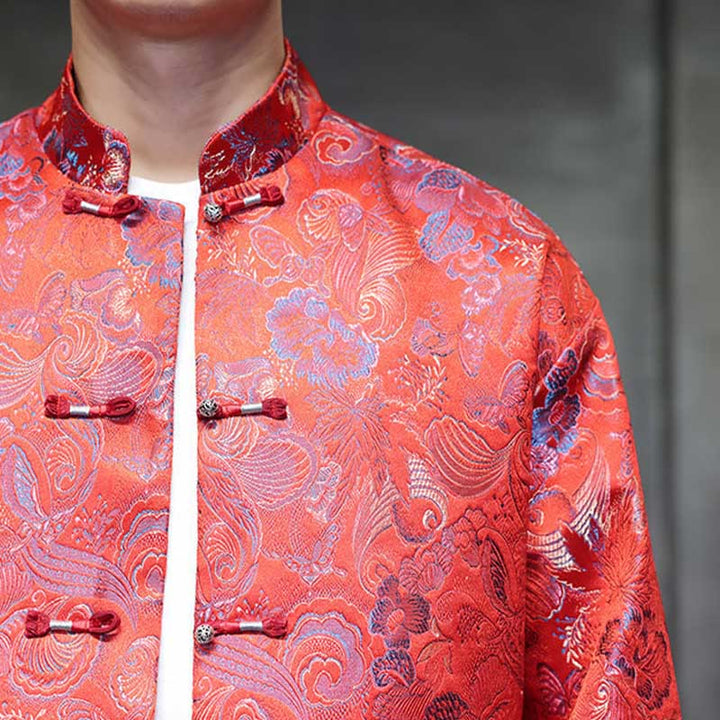 Traje chino Tang con Buddha Stones , camisa larga con cuello alto, chaqueta para hombre - image 13