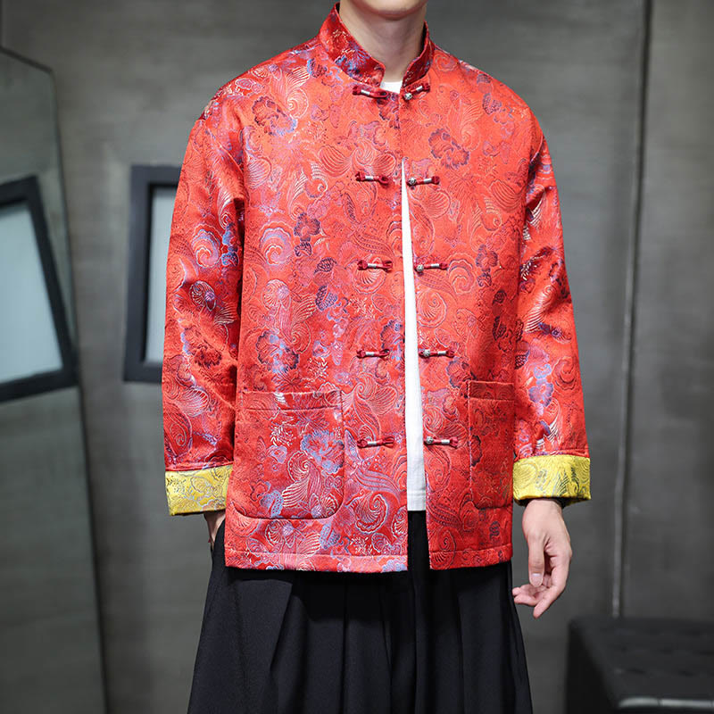 Traje chino Tang con Buddha Stones , camisa larga con cuello alto, chaqueta para hombre - image 12