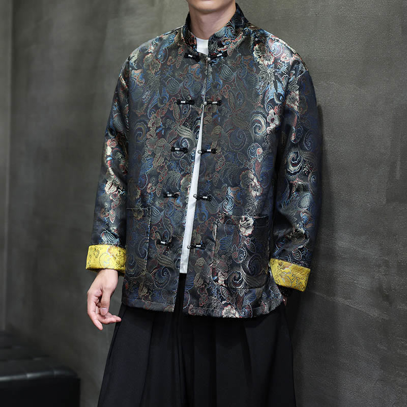 Traje chino Tang con Buddha Stones , camisa larga con cuello alto, chaqueta para hombre - image 2