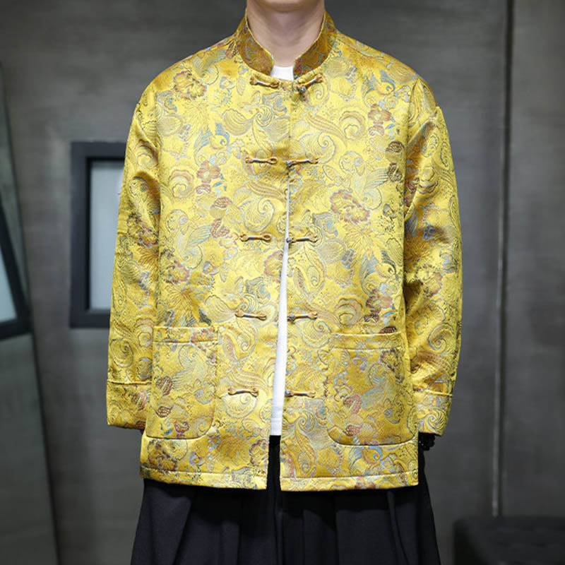 Traje chino Tang con Buddha Stones , camisa larga con cuello alto, chaqueta para hombre - Oro - US/UK/AU46, EU56 (5XL) - image 18