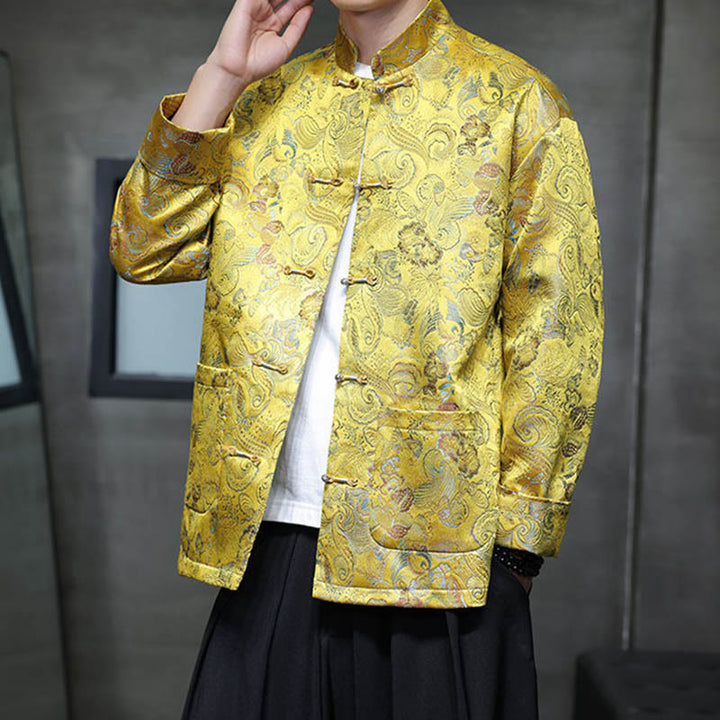 Traje chino Tang con Buddha Stones , camisa larga con cuello alto, chaqueta para hombre - image 18