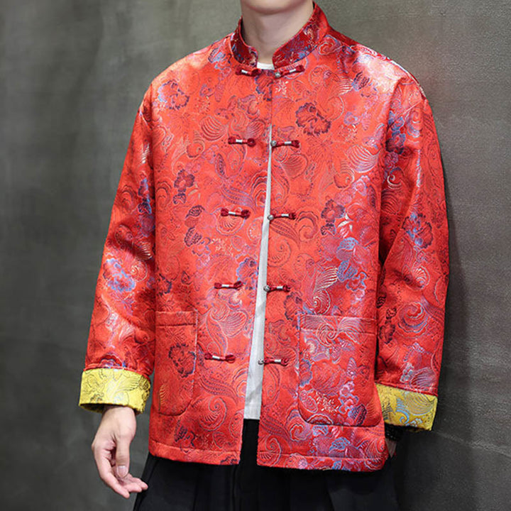 Traje chino Tang con Buddha Stones , camisa larga con cuello alto, chaqueta para hombre - image 9
