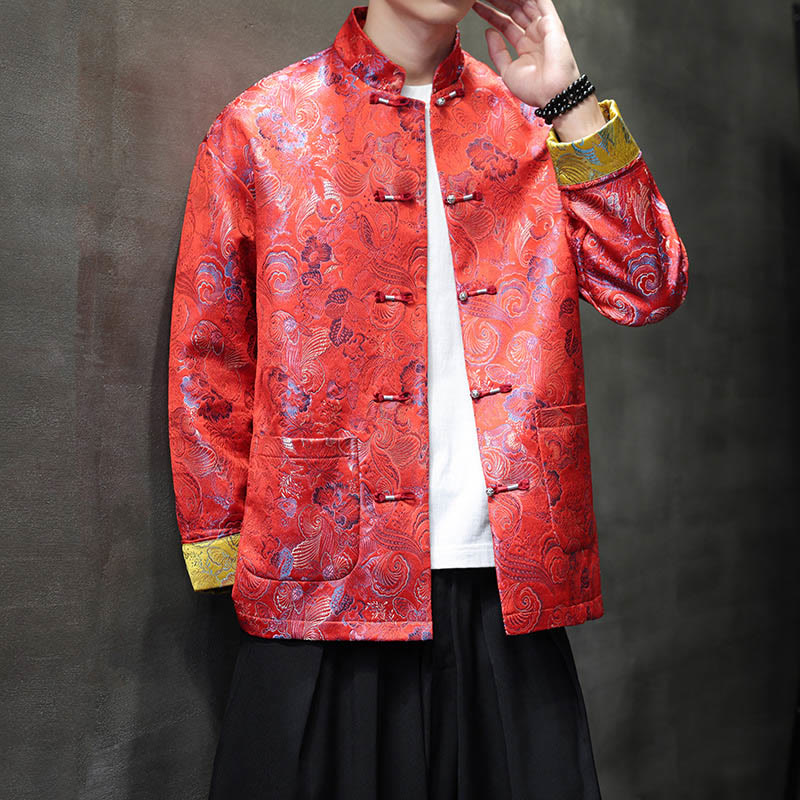 Traje chino Tang con Buddha Stones , camisa larga con cuello alto, chaqueta para hombre - image 12