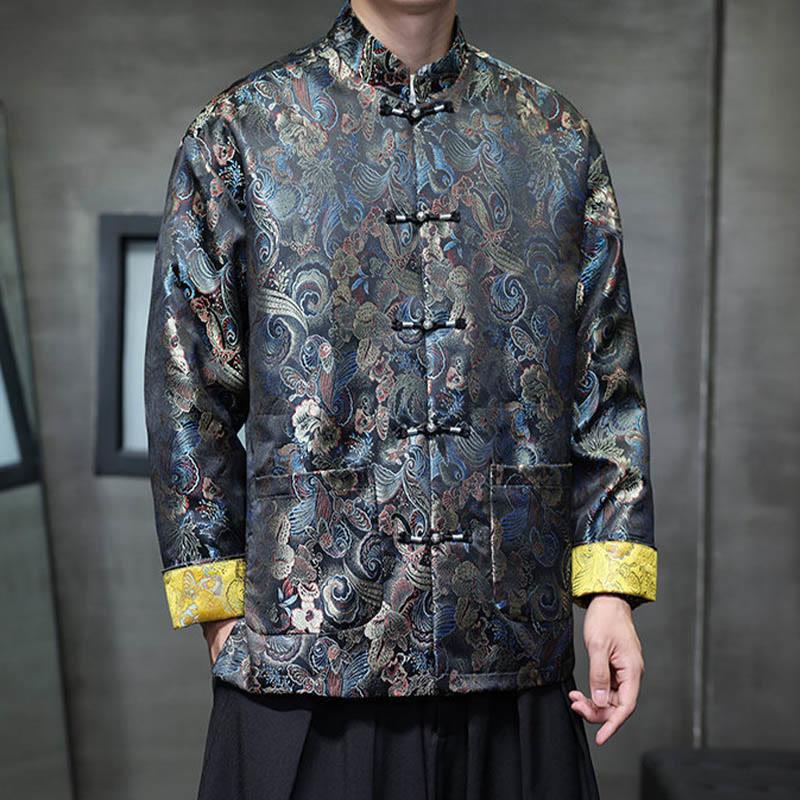 Traje chino Tang con Buddha Stones , camisa larga con cuello alto, chaqueta para hombre - image 3