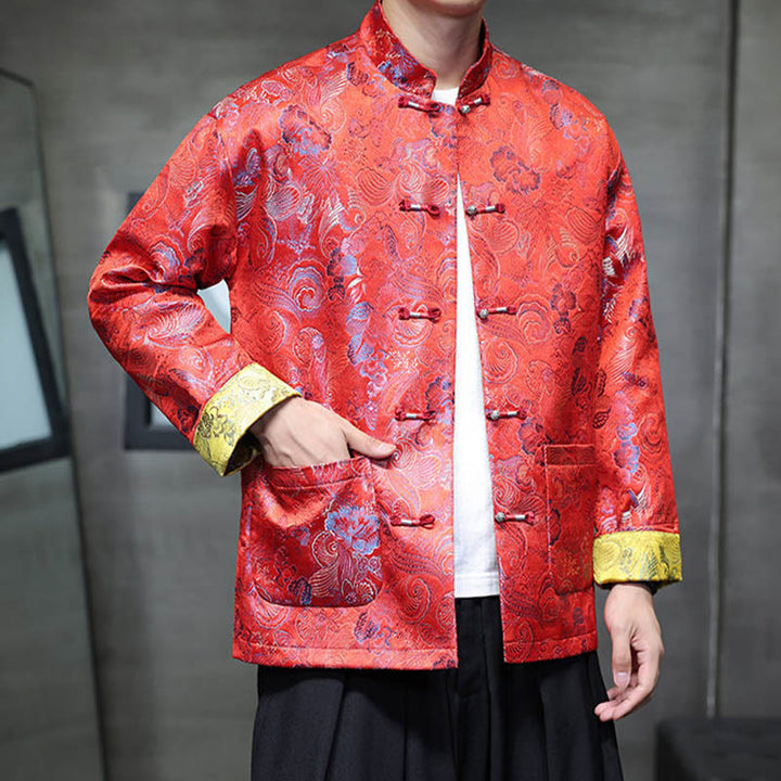 Traje chino Tang con Buddha Stones , camisa larga con cuello alto, chaqueta para hombre - image 11