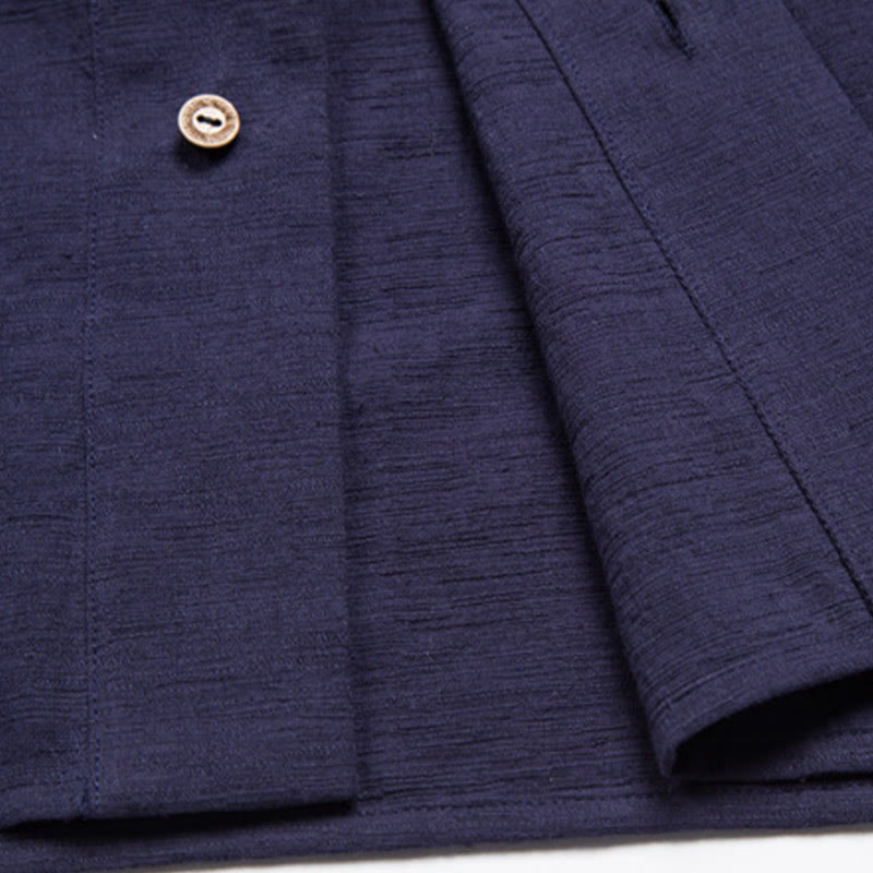 Camisa de manga corta para hombre con Buddha Stones y bolsillo, cuello con muescas, cárdigan, camisa cómoda de lino y algodón - image 12