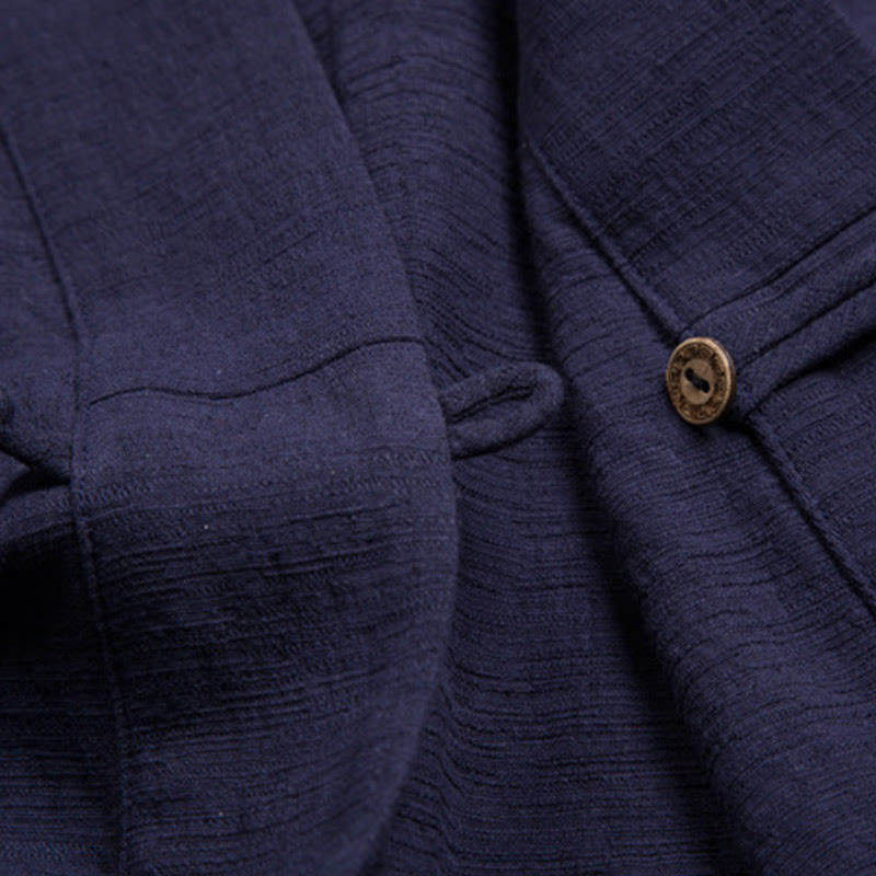 Camisa de manga corta para hombre Buddha Stones con bolsillo y cuello en V, cómoda, de algodón y lino. - image 11