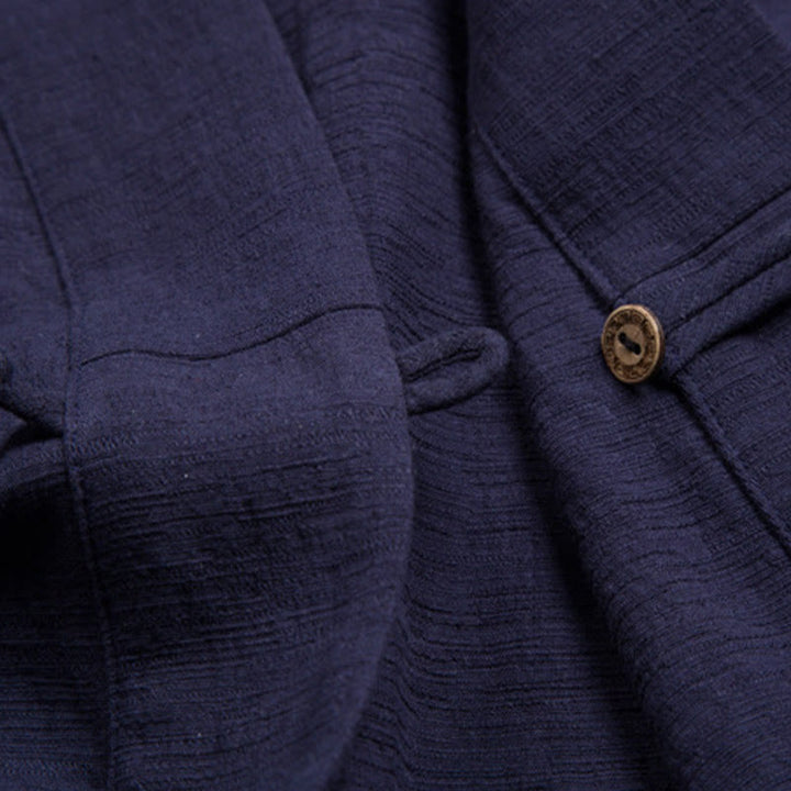 Camisa de manga corta para hombre con Buddha Stones y bolsillo, cuello con muescas, cárdigan, camisa cómoda de lino y algodón - image 11