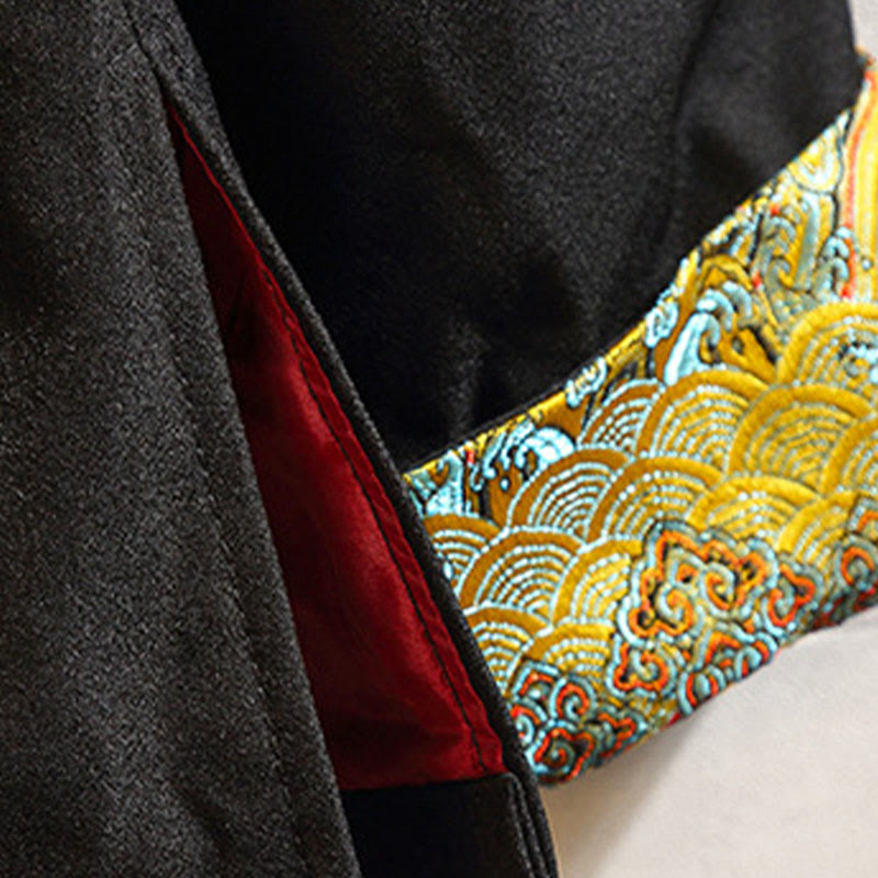 Chaqueta de algodón con botones de rana para hombre, informal, con bordado de Buddha Stones , dragón y fénix - image 12