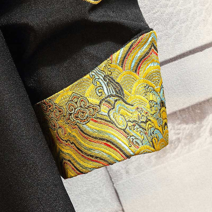 Chaqueta de algodón con botones de rana para hombre, informal, con bordado de Buddha Stones , dragón y fénix - image 13