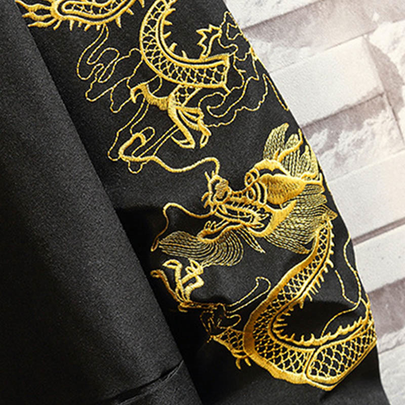 Chaqueta de algodón con botones de rana para hombre, informal, con bordado de Buddha Stones , dragón y fénix - image 16
