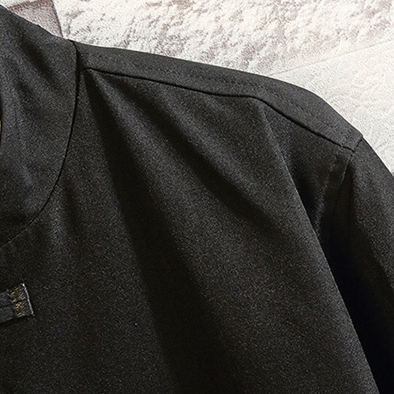 Chaqueta de algodón con botones de rana para hombre, informal, con bordado de Buddha Stones , dragón y fénix - image 4