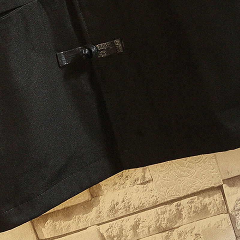 Chaqueta de algodón con botones de rana para hombre, informal, con bordado de Buddha Stones , dragón y fénix - image 6