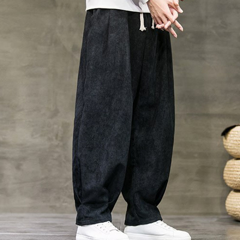 Pantalones bombachos casuales de algodón liso con bolsillos para hombre de Buddha Stones - image 2
