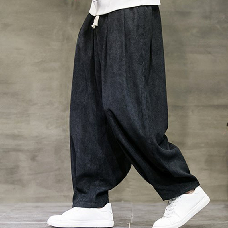 Pantalones bombachos casuales de algodón liso con bolsillos para hombre de Buddha Stones - Negro - US/UK/AU46, EU56 (5XL) - image 0