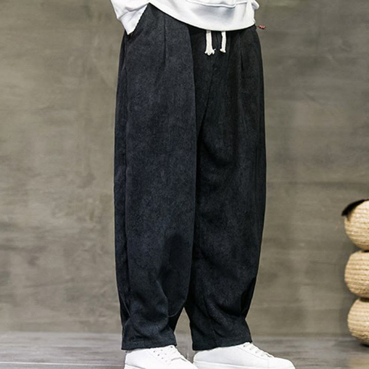 Pantalones bombachos casuales de algodón liso con bolsillos para hombre de Buddha Stones - image 3