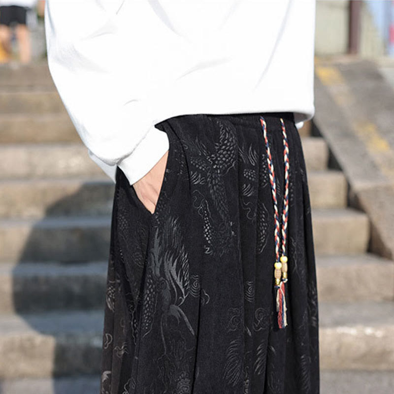 Pantalones casuales de algodón lisos con diseño de dragón y Buddha Stones para hombre con bolsillos - image 17