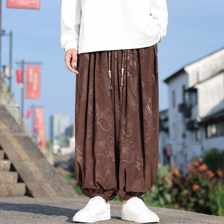 Pantalones casuales de algodón lisos con diseño de dragón y Buddha Stones para hombre con bolsillos - image 7