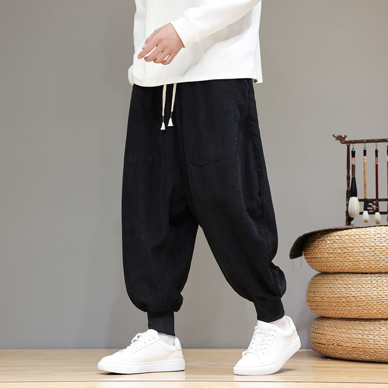Pantalones harén de algodón lisos e informales para hombre con bolsillos y Buddha Stones - image 9
