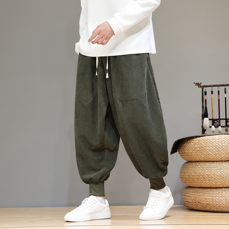 Pantalones harén de algodón lisos e informales para hombre con bolsillos y Buddha Stones - image 19