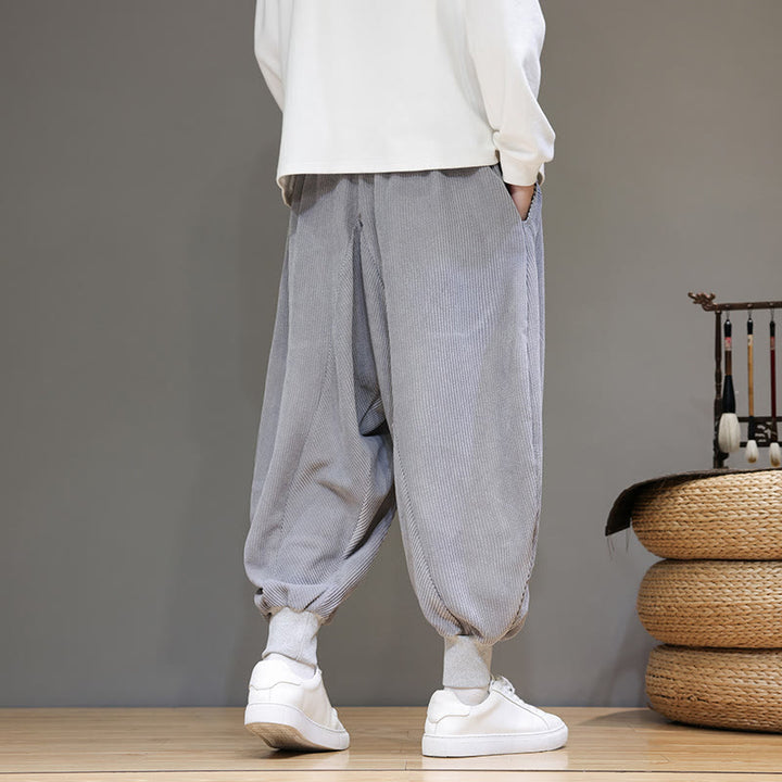 Pantalones harén de algodón lisos e informales para hombre con bolsillos y Buddha Stones - image 1