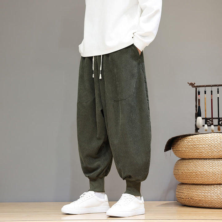 Pantalones harén de algodón lisos e informales para hombre con bolsillos y Buddha Stones - image 18