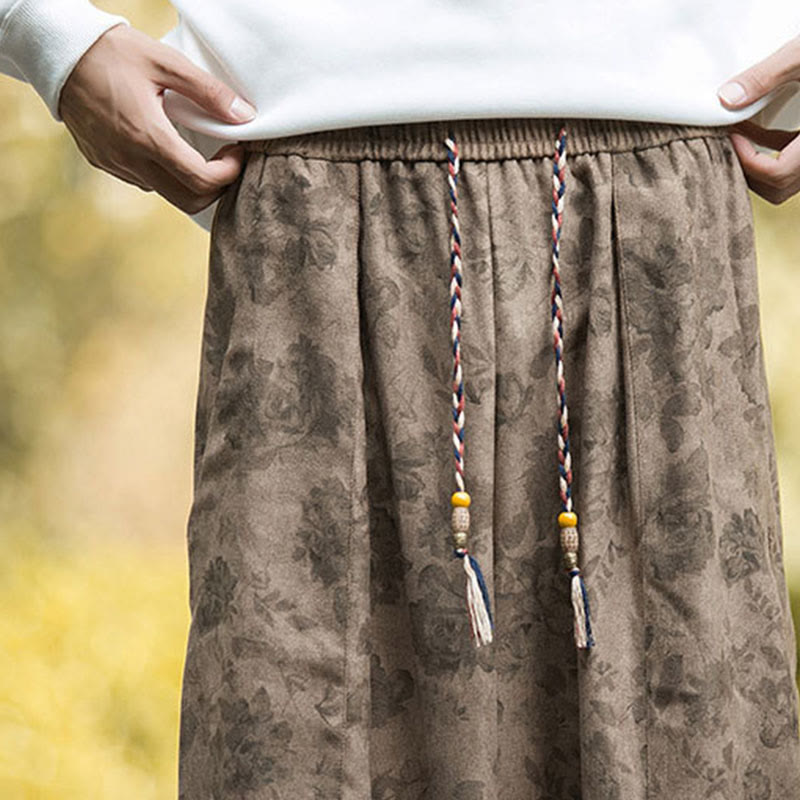 Pantalones casuales de pana de algodón con flores y Buddha Stones para hombre con bolsillos grandes - image 12