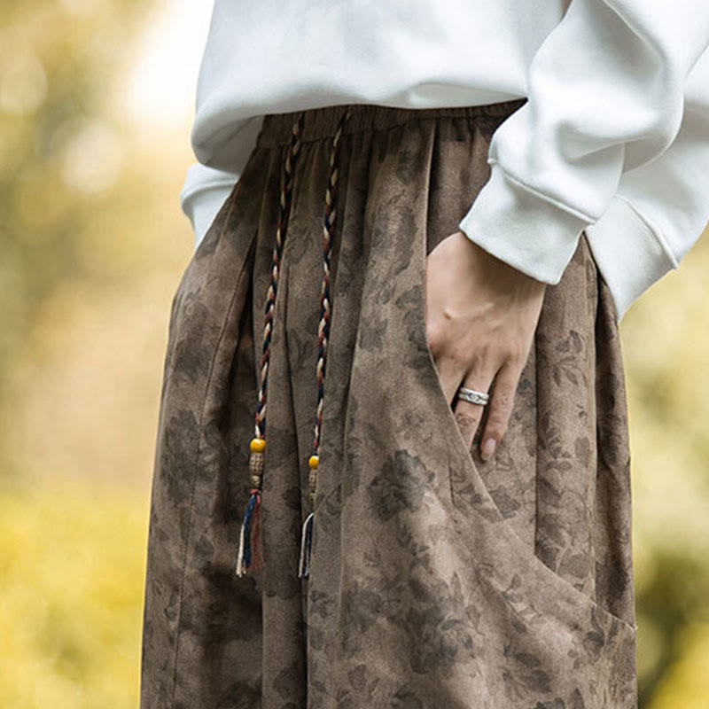 Pantalones casuales de pana de algodón con flores y Buddha Stones para hombre con bolsillos grandes - image 10