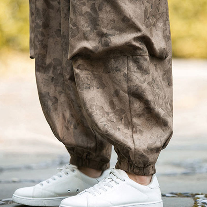 Pantalones casuales de pana de algodón con flores y Buddha Stones para hombre con bolsillos grandes - image 13