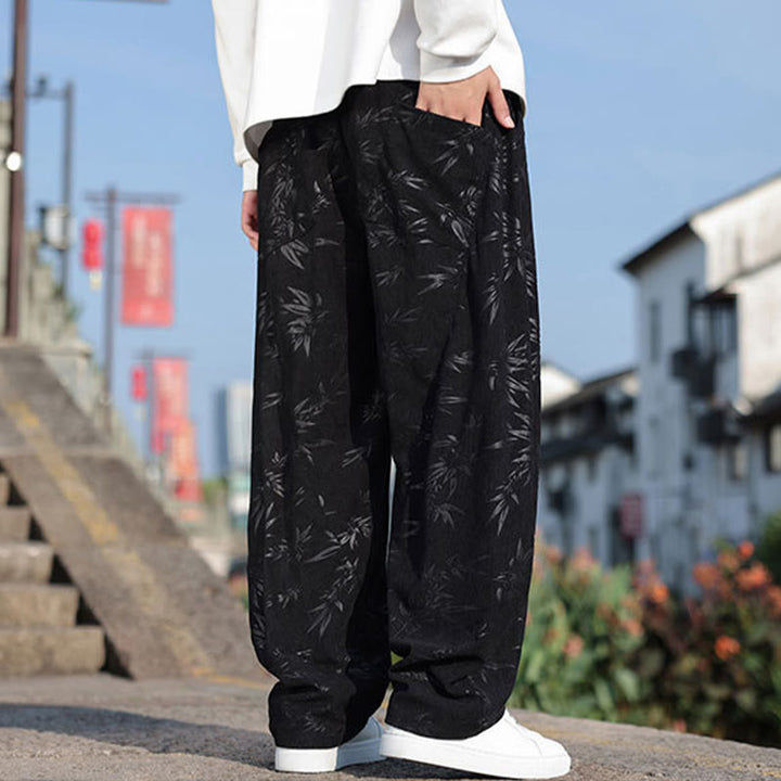 Pantalones casuales de algodón para hombre con bolsillos y hojas bordadas con Buddha Stones - image 6