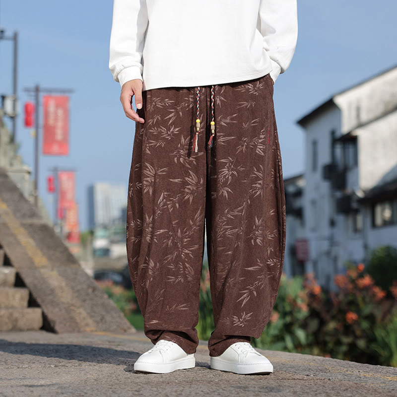Pantalones casuales de algodón para hombre con bolsillos y hojas bordadas con Buddha Stones - image 15
