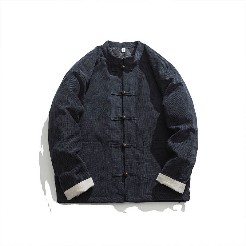 Chaqueta y camisa para hombre con botones de rana en color liso con Buddha Stones - image 7