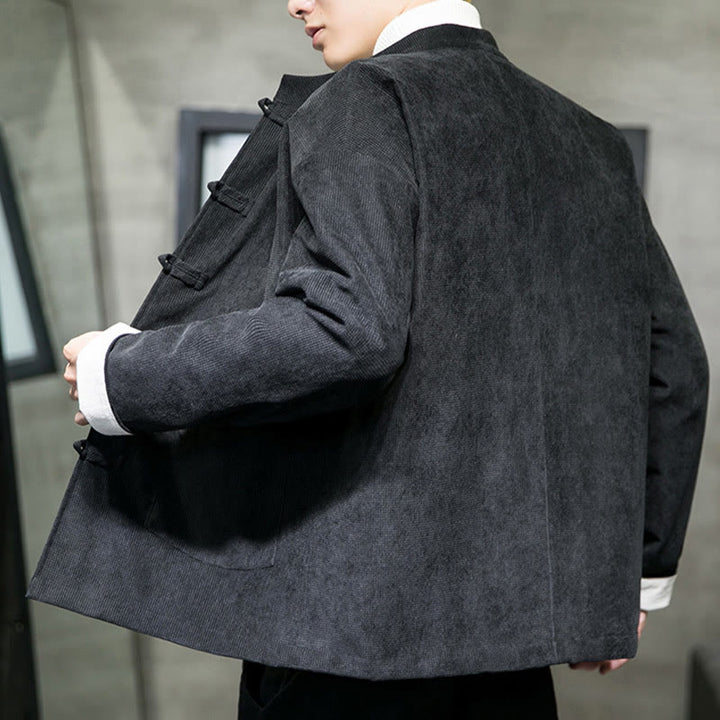 Chaqueta y camisa para hombre con botones de rana en color liso con Buddha Stones - image 6