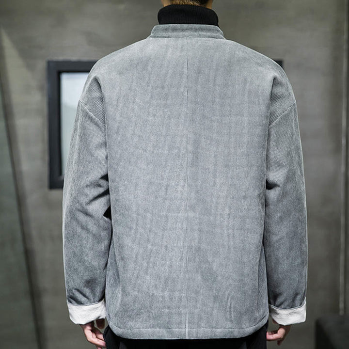 Chaqueta y camisa de algodón con botones de rana en color liso con Buddha Stones para hombre - image 20